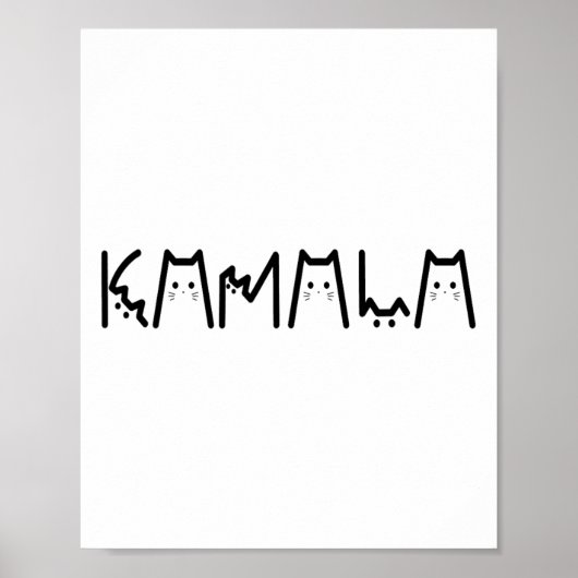 ハリスキャットレタリング前向き2024おもしろい年選挙 ポスター (正面)