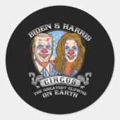 ハリスサーカス素晴らしピエロオンアースアンチバイデン氏 ラウンドシール (正面)