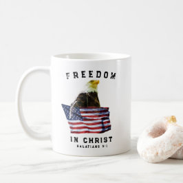 ハリストスにおける自由 ハクトウワシ & 米国旗 クリスチャン コーヒーマグカップ