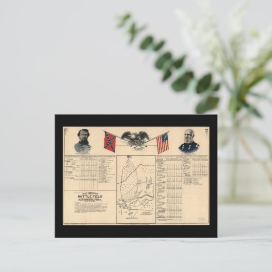ハリスバーグの内戦の戦場の地図1864 ポストカード (スタンド正面)