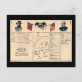 ハリスバーグの内戦の戦場の地図1864 ポストカード (正面)