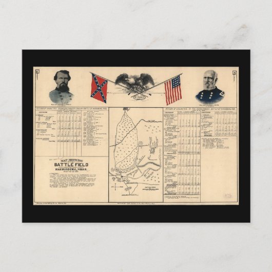 ハリスバーグの内戦の戦場の地図1864 ポストカード (正面)