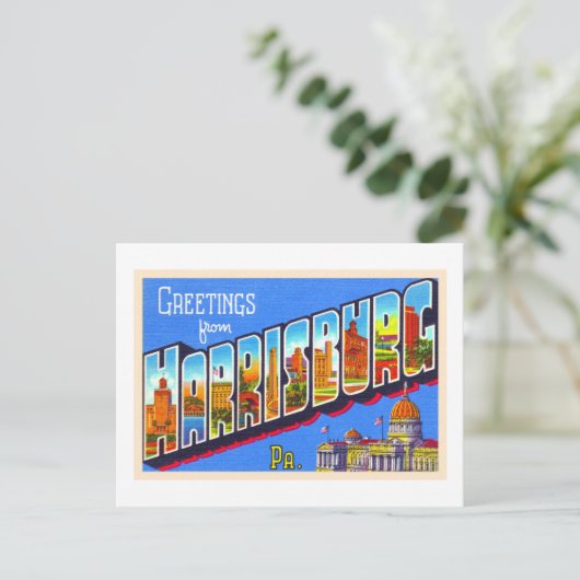 ハリスバーグペンシルバニアPAラージレター ポストカード (スタンド正面)