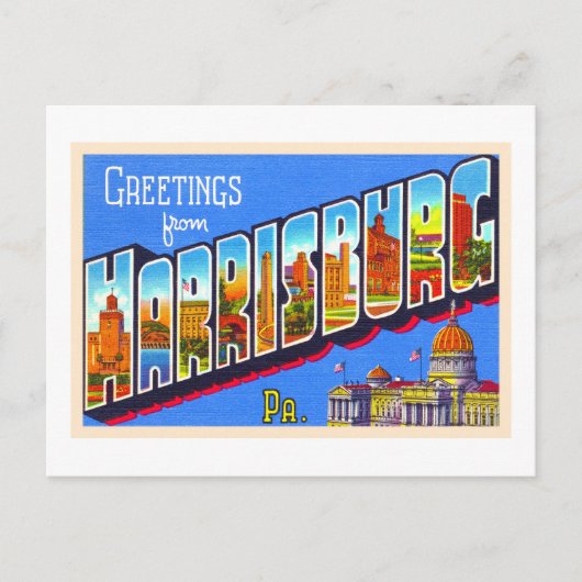 ハリスバーグペンシルバニアPAラージレター ポストカード (正面)