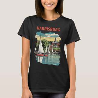 ハリスバーグ キャピトル川 セイルボート 旅行 Tシャツ