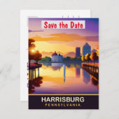 ハリスバーグ，ペンシルバニア州，旅行はがき， セーブザデート (正面/裏面)