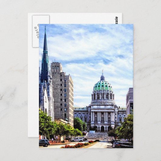 ハリスバーグPAキャピトルシースイン州通り ポストカード (正面/裏面)