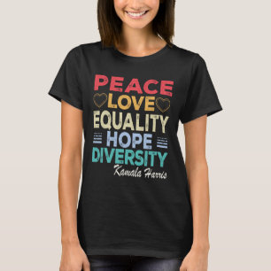 ハリスピースラブ平等ホープダイバーシティレトロ Tシャツ