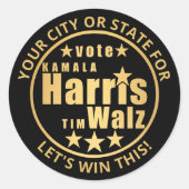 ハリスワルツパーソナライズされた金ゴールド選挙 ラウンドシール (正面)