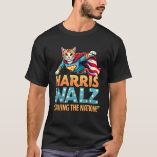 ハリスワルツ2024すごいネコ選挙Comma La Kamal Tシャツ