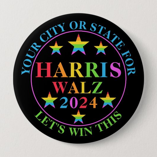 ハリスワルツ2024プライドカスタム選挙政治運動 缶バッジ (正面)