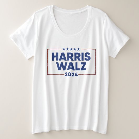 ハリスワルツ2024年選挙運動カマラハリスティムワルツ プラスサイズTシャツ (デザイン正面)