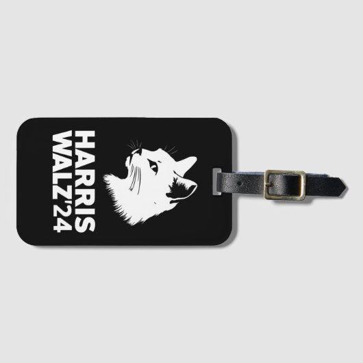 ハリスワルツ2024選挙おもしろいキャットカマラティム ラゲッジタグ (正面横)