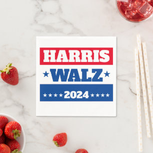 ハリスワルツ Tim Walz 2024キャンペーンブルーレッド スタンダードカクテルナプキン