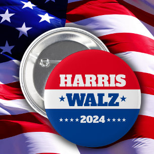 ハリスワルツ Tim Walz 2024キャンペーンブルーレッド 缶バッジ
