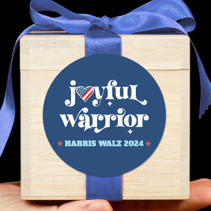 ハリスワルツJoyful Warrior Navy USA国旗のハート ラウンドシール