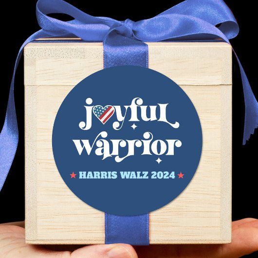 ハリスワルツJoyful Warrior Navy USA国旗のハート ラウンドシール
