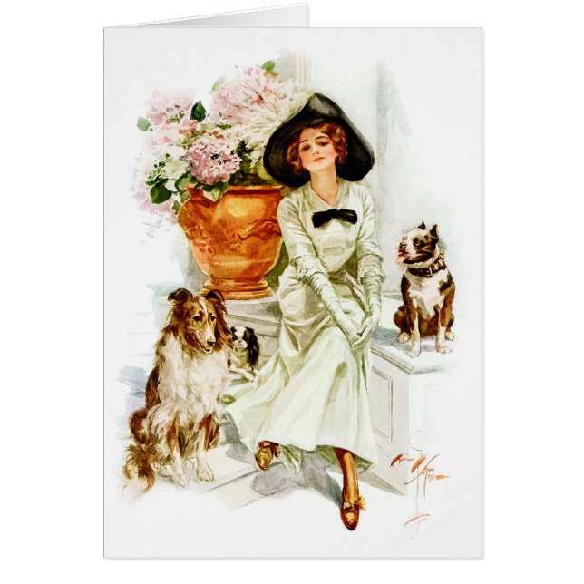 ハリスンフィッシャー: 3匹の犬を持つ女性 (正面)