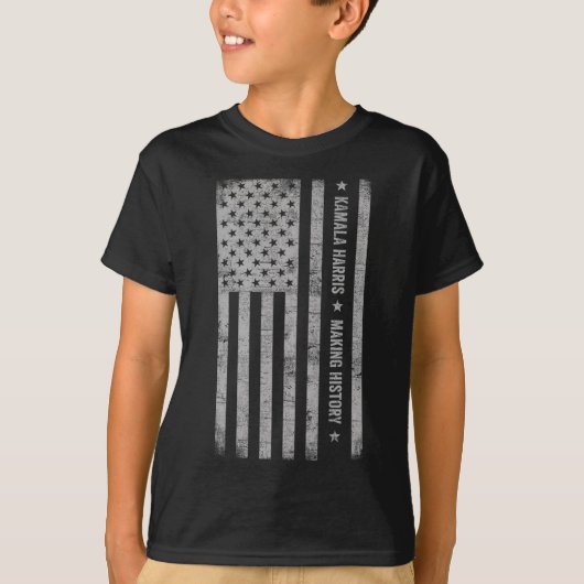 ハリス歴史を作る グランジ・ディストレス アメリカ国旗 Tシャツ (正面)