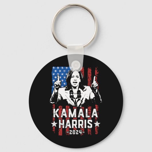 ハリス2024フラグKamala For President Usa Flag Har キーホルダー (正面)