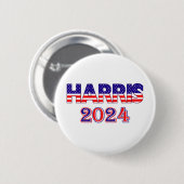 ハリス2024民主党米国国旗の文字バッジ 缶バッジ (正面&裏面)