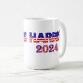 ハリス2024民主党米国国旗の文字 コーヒーマグカップ (正面右)