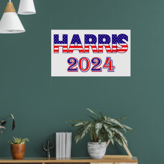 ハリス2024民主党米国国旗の文字 ポスター