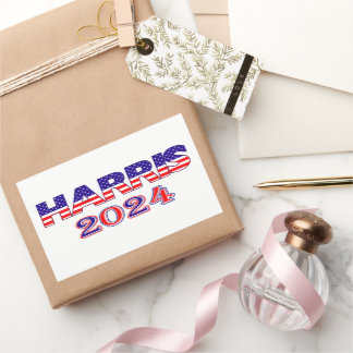ハリス2024民主党米国国旗の文字 長方形シール