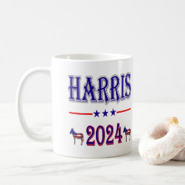 ハリス2024民主党議員ロバ米国国旗 コーヒーマグカップ