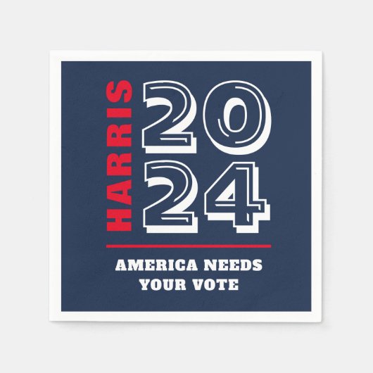 ハリス2024民主自由主義の選挙ラリー投票 スタンダードカクテルナプキン (正面)