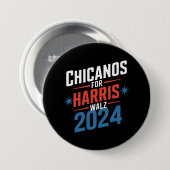ハリス・ウォルツを支持するチカーノ 2024 大統領 缶バッジ (正面&裏面)