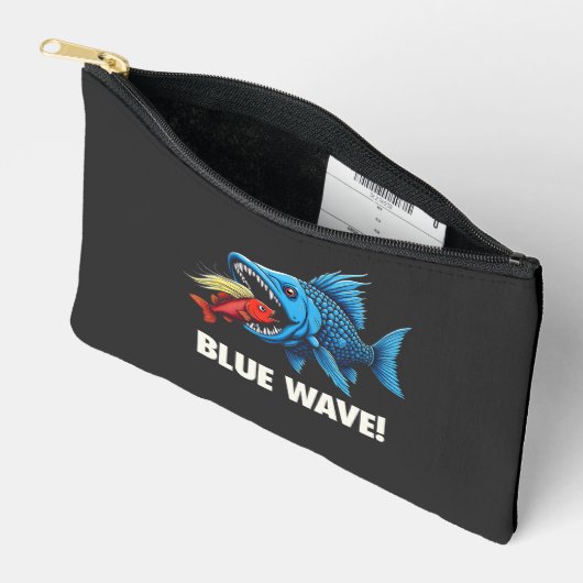 ハリス・ウォルツ選挙ブルーウェーブズ民主魚 アクセサリーポーチ (見開き)
