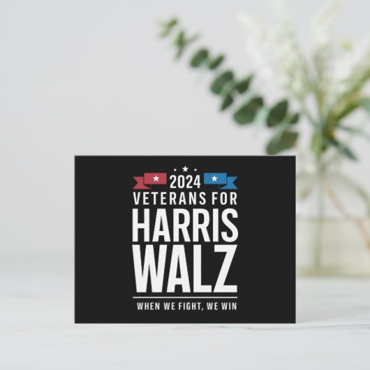 ハリス・ウォルツ2024年大統領のための退役軍人 ポストカード (スタンド正面)