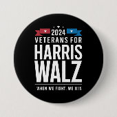 ハリス・ウォルツ2024年大統領のための退役軍人 缶バッジ (正面)