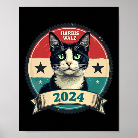 ハリス・ホイマーおもしろい2024ネコ選挙Kamala Harr ポスター (正面)