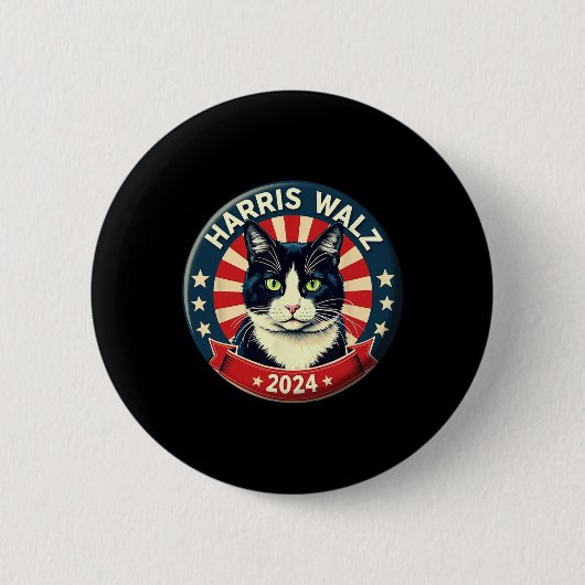 ハリス・ホイマーおもしろい2024ネコ選挙Kamala Harr 缶バッジ (正面)