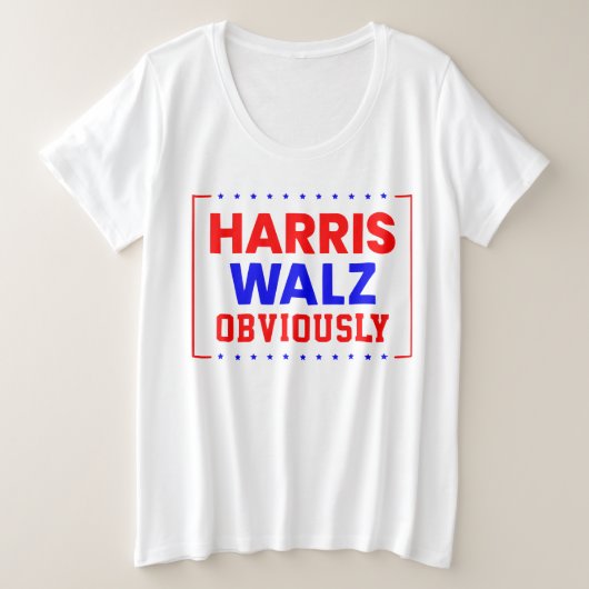ハリス・ワルツ明らかにカマラハリス大統領 プラスサイズTシャツ (デザイン正面)