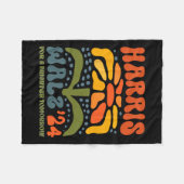 ハリスWワルツ2024レトロボホヴィンテージグルーヴィーフロー フリースブランケット (正面(横))