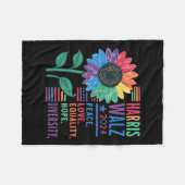 ハリスW平和愛の平等の希望ダイバーシティカマラ フリースブランケット (正面(横))