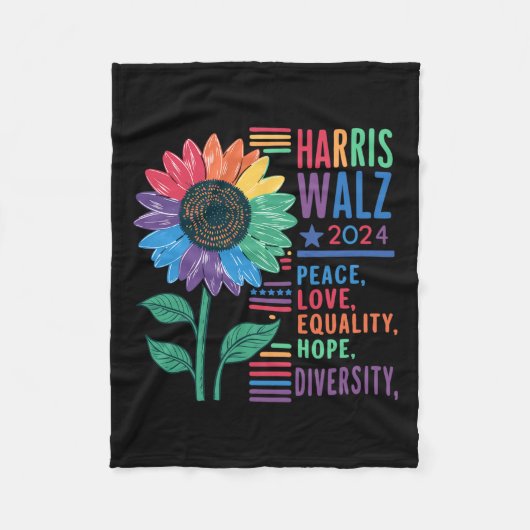 ハリスW平和愛の平等の希望ダイバーシティカマラ フリースブランケット (正面)