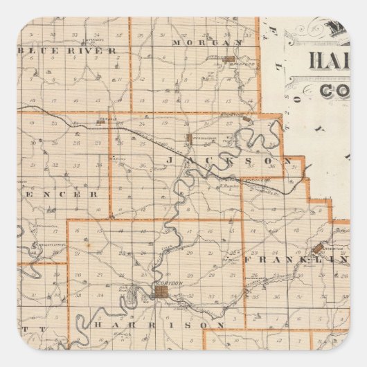 ハリソン郡の地図 スクエアシール (正面)