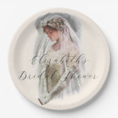 ハリソン・フィッシャーによる聖書を持つビクトリアン時代の花嫁 ペーパープレート (正面)