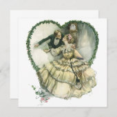 ハリソン・フィッシャーのヴィンテージイラスト、クリスマスの新婦新郎 招待状 (正面/裏面)