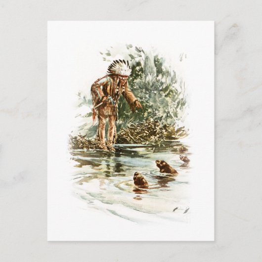 ハリソン・フィッシャー・ソング・オブ・ヒアワタレッドインディアン・オッターズ ポストカード (正面)