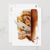 ハリソン・フィッシャー:電車の中の女性 ポストカード (正面/裏面)