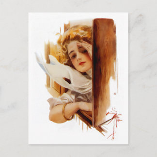 ハリソン・フィッシャー：電車の中の女性 ポストカード