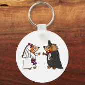 ハリッおもしろいジホッグの結婚新郎新婦 キーホルダー (正面)