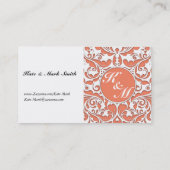 ハリティパーティコーラルアンドホワイトダマスクハート 名刺 (裏面)
