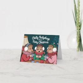 ハリネズミおもしろいクリスマス カード