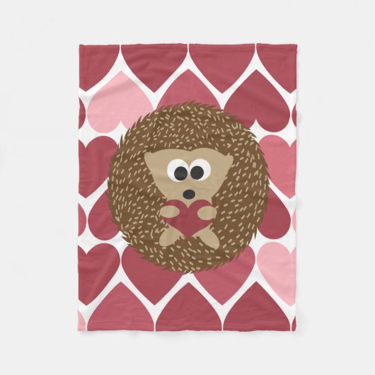 ハリネズミおよびハート フリースブランケット (正面)